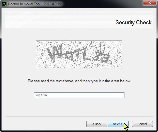 Norton Removal Tool, Security Check